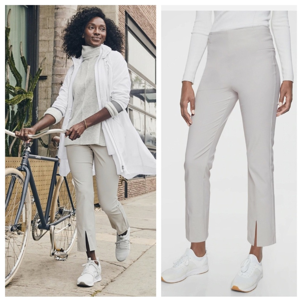 NWT Athleta Wander Slim Straight Crop pant 6T Tall galactic grey travel casual